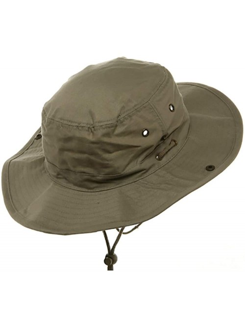 Sun Hats MG Men's Brushed Cotton Twill Aussie Side Snap Chin Cord Hat - Khaki - CR114U131ZX $36.97