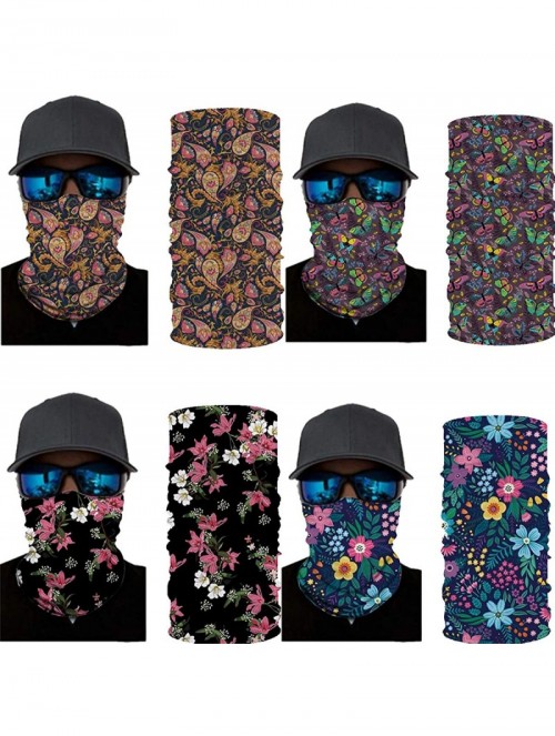 Balaclavas 4pcs 3D Print Multifunction Outdoor Headwear Face Dust Mask Cover Bandanas Magic Scarf - 4packdd - CJ197TAH57R $18.41