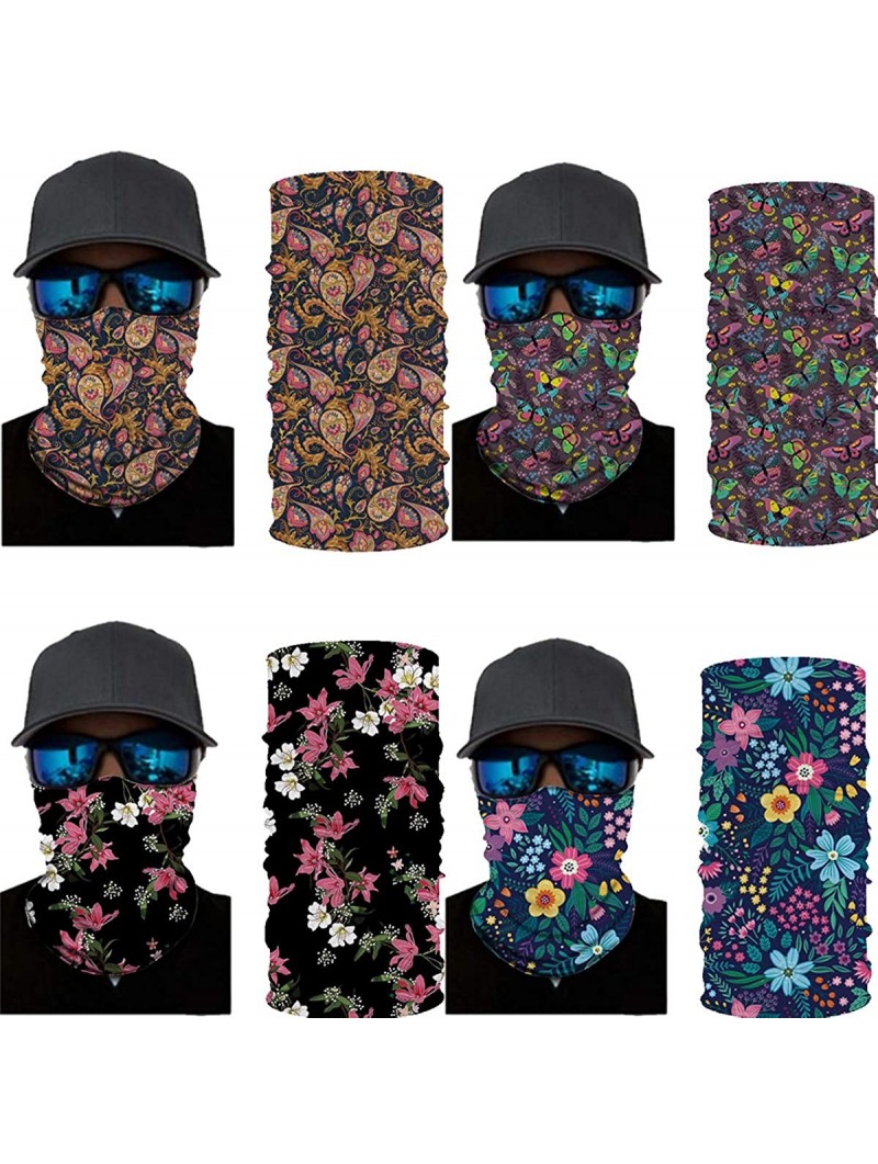 Balaclavas 4pcs 3D Print Multifunction Outdoor Headwear Face Dust Mask Cover Bandanas Magic Scarf - 4packdd - CJ197TAH57R $18.41