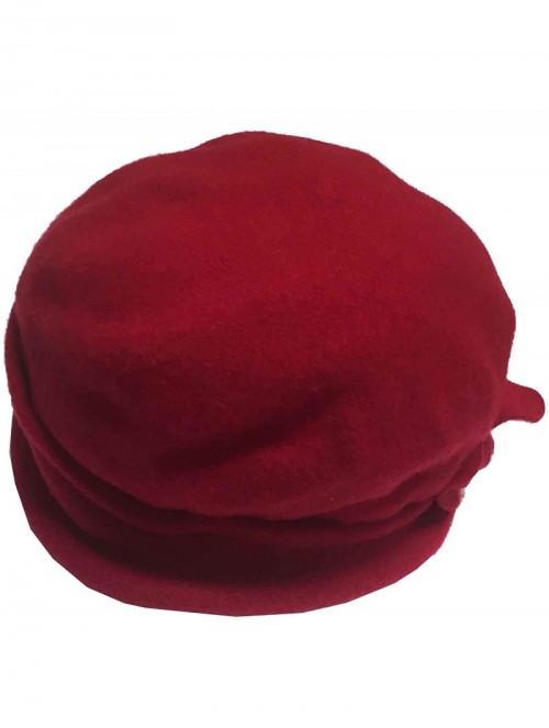 Fedoras Women's Spencer Wool Cloche Hat - Scarlet Red - CX18HO4GKW2 $53.96