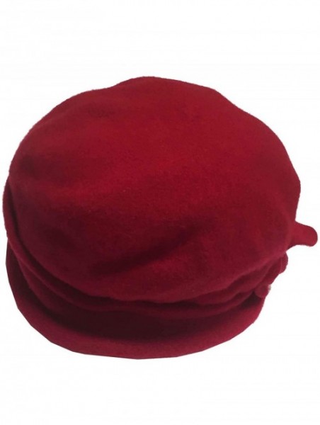 Fedoras Women's Spencer Wool Cloche Hat - Scarlet Red - CX18HO4GKW2 $53.96