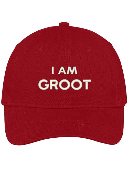 Baseball Caps I Am Groot Embroidered Soft Low Profile Adjustable Cotton Cap - Red - C812O1EMOJW $24.27