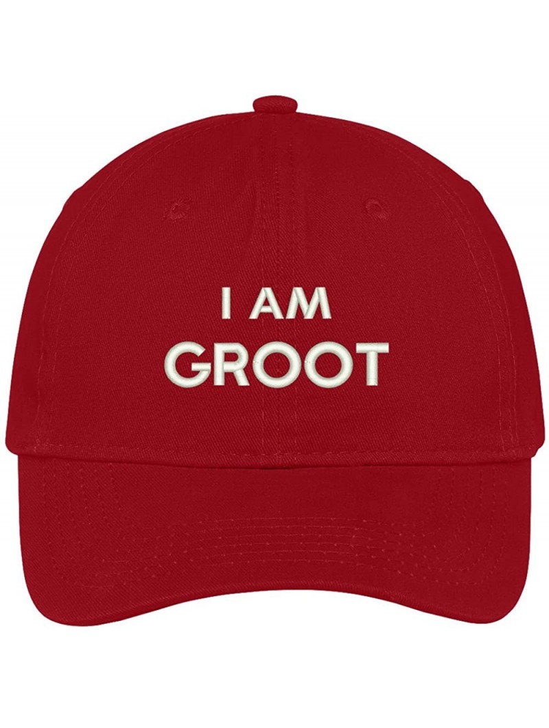 Baseball Caps I Am Groot Embroidered Soft Low Profile Adjustable Cotton Cap - Red - C812O1EMOJW $24.27