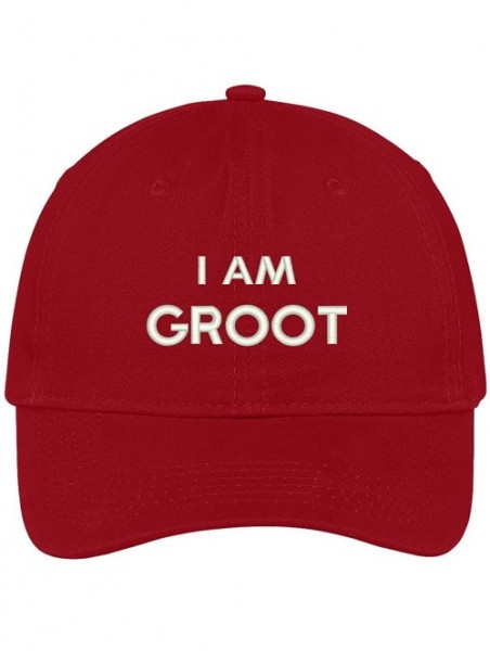 Baseball Caps I Am Groot Embroidered Soft Low Profile Adjustable Cotton Cap - Red - C812O1EMOJW $24.27