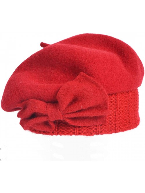 Berets Womens Beret 100% Wool French Beret Beanie Winter Hats Hy022 - Red - CH18HLZL5TD $24.85