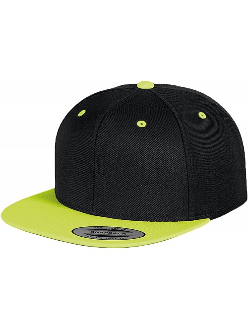 Baseball Caps Mens The Classic Premium Snapback 2-Tone Cap - Black/ Neon Green - CO11JDBYK4L $12.75