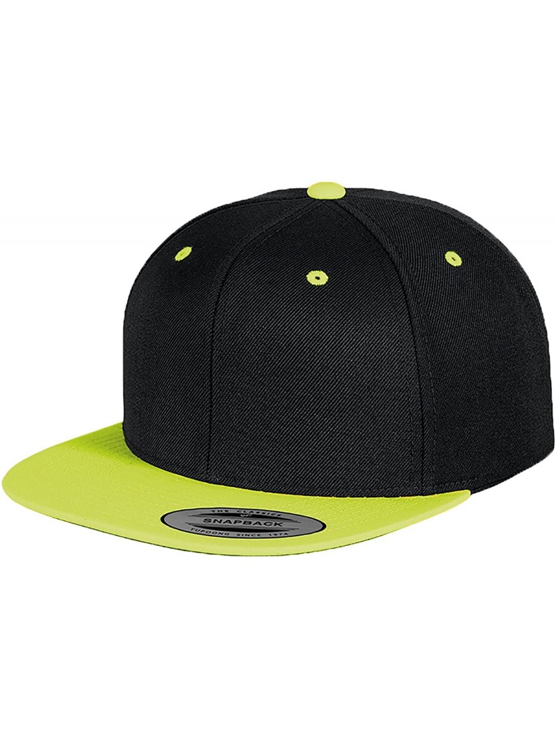 Baseball Caps Mens The Classic Premium Snapback 2-Tone Cap - Black/ Neon Green - CO11JDBYK4L $12.75