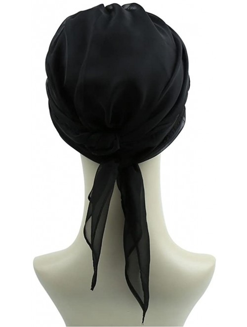 Skullies & Beanies Chemo Headwear Headwrap Scarf Cancer Caps Gifts for Hair Loss Women - Both Black - CU189W58ZXS $17.36