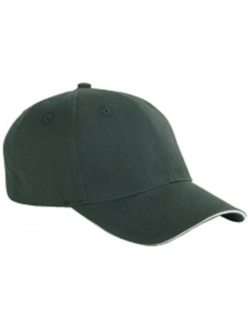 Baseball Caps 6-Panel Twill Sandwich Baseball Cap (BX004) - Forest Green/Stone - C9111KUHZDB $10.41