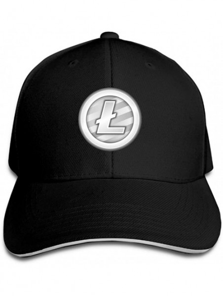 Baseball Caps Litecoin Peaked Cap 100% Cotton Adjustable Size-Adult. - Black - CU1804SQH3C $10.22