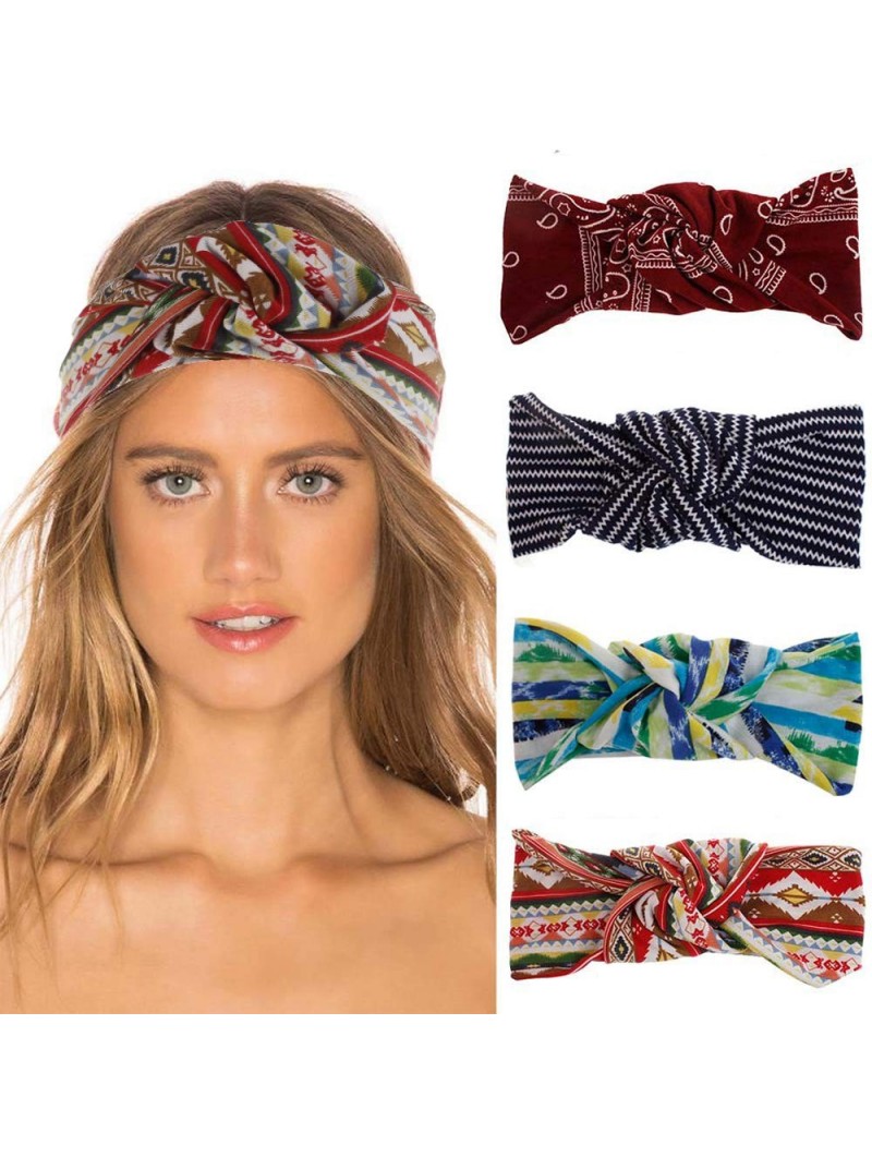 Cold Weather Headbands Headband Fashion Running Athletic Knotted - 4 Pack Boho Headbands for Women - CD18UAAEHTN $23.72