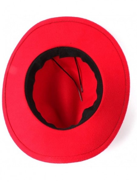 Cowboy Hats Unisex Western Cowboy Hat Felt Punk Roll Up Brim Sombrero Hombre Caps - Rose Red - C818IKY3KG3 $23.58