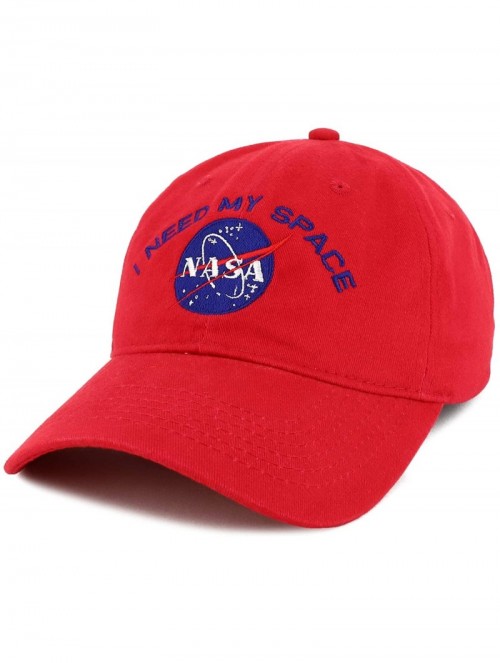 Baseball Caps NASA I Need My Space Embroidered 100% Brushed Cotton Soft Low Profile Cap - Red - CH12L01NYP7 $27.39