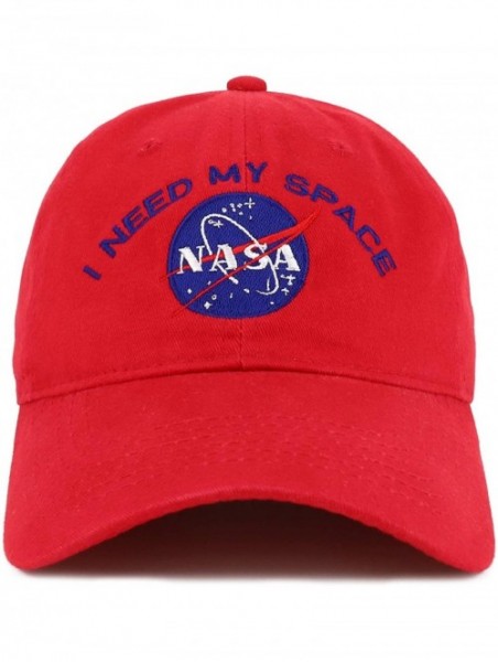 Baseball Caps NASA I Need My Space Embroidered 100% Brushed Cotton Soft Low Profile Cap - Red - CH12L01NYP7 $27.39