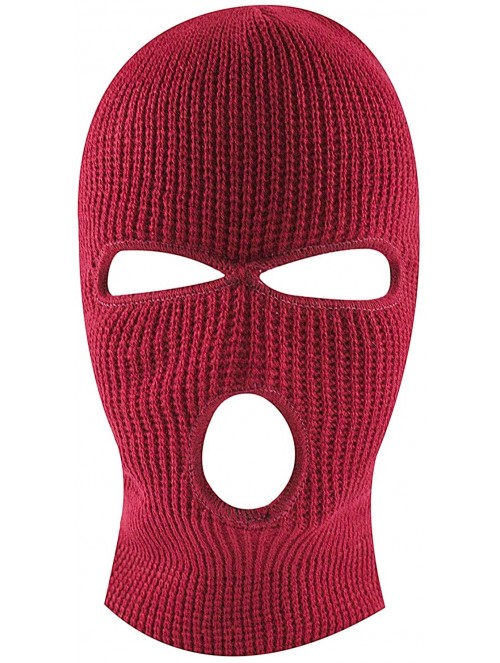 Balaclavas Knit Sew Acrylic Outdoor Full Face Cover Thermal Ski Mask One Size Fits Most - Red - CG12LZKOV8H $11.00