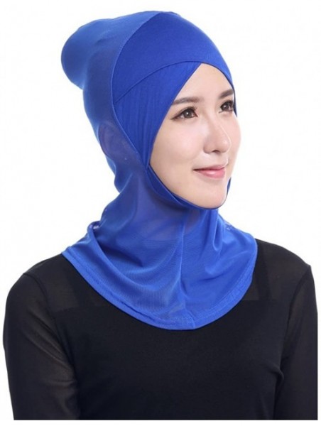 Skullies & Beanies Women's Under Scarf Hat Cap Muslim Bone Ninja Hijab Islamic Neck Cover Blue - CY12N39Z2TC $14.04