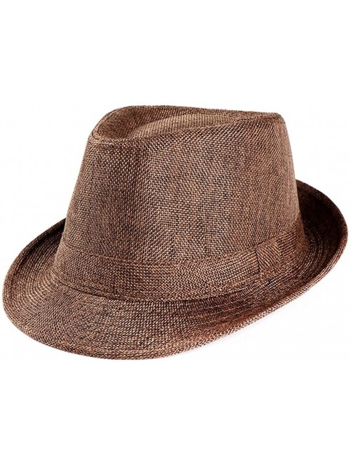 Sun Hats Straw Hat Men Women chaofanjiancai Hats Outdoor Gangster Trilby Cap Beach Sun hat Band Plain - Coffee - CD18EQKTZN3 ...