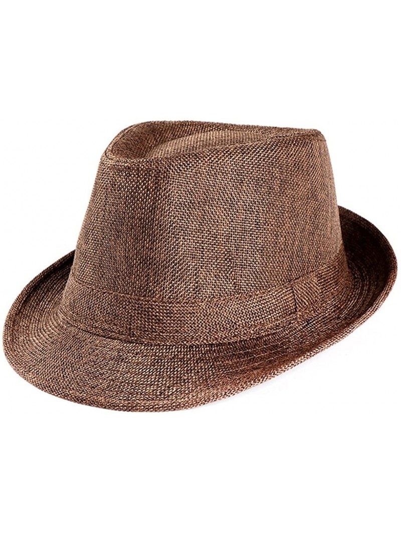 Sun Hats Straw Hat Men Women chaofanjiancai Hats Outdoor Gangster Trilby Cap Beach Sun hat Band Plain - Coffee - CD18EQKTZN3 ...