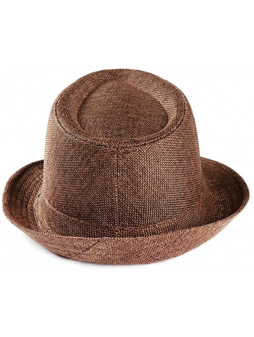 Sun Hats Straw Hat Men Women chaofanjiancai Hats Outdoor Gangster Trilby Cap Beach Sun hat Band Plain - Coffee - CD18EQKTZN3 ...