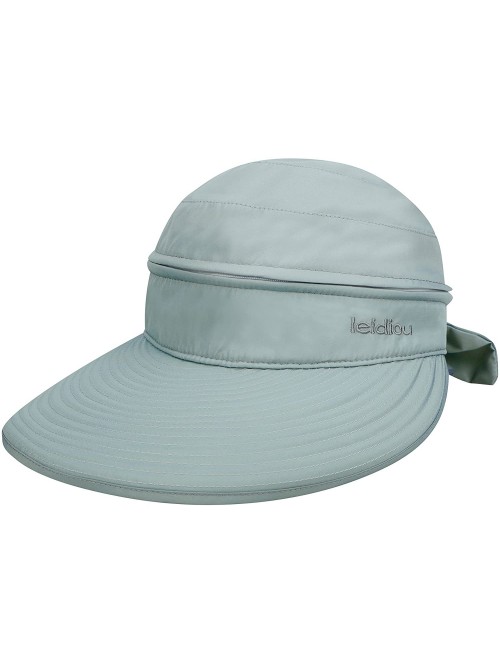Sun Hats Women's 2 in 1 Cotton UV Protection Wide Brim Sun Visor Summer Hat - Grey - CT17WTWMUNZ $14.24
