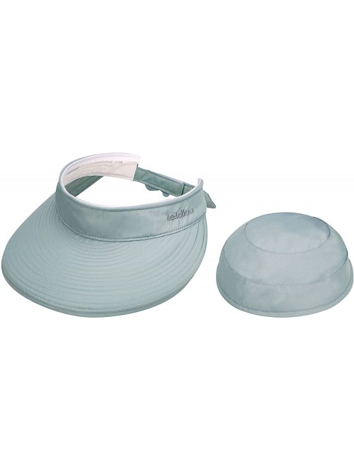 Sun Hats Women's 2 in 1 Cotton UV Protection Wide Brim Sun Visor Summer Hat - Grey - CT17WTWMUNZ $14.24