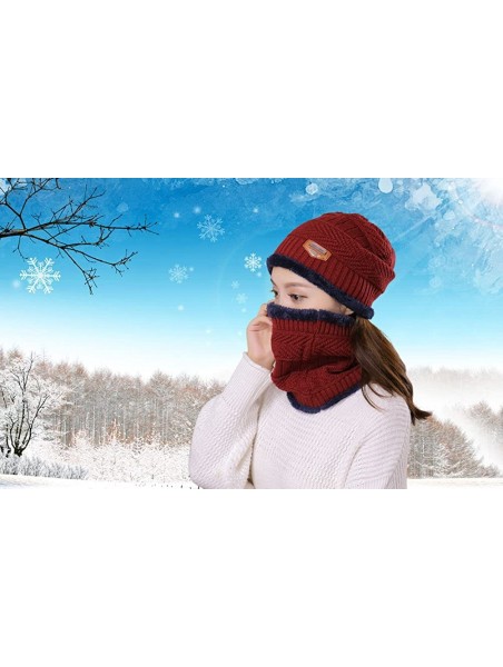 Skullies & Beanies Womens Beanie Winter Hat Scarf Set Slouchy Warm Snow Knit Skull Cap - Beanie + Scarf (Red) - CZ184WN9U3Z $...