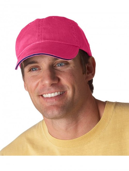 Baseball Caps 166 6-Panel Pigment-Dyed Twill Sandwich Cap Flamingo One Size - CK18CKN59M8 $14.23