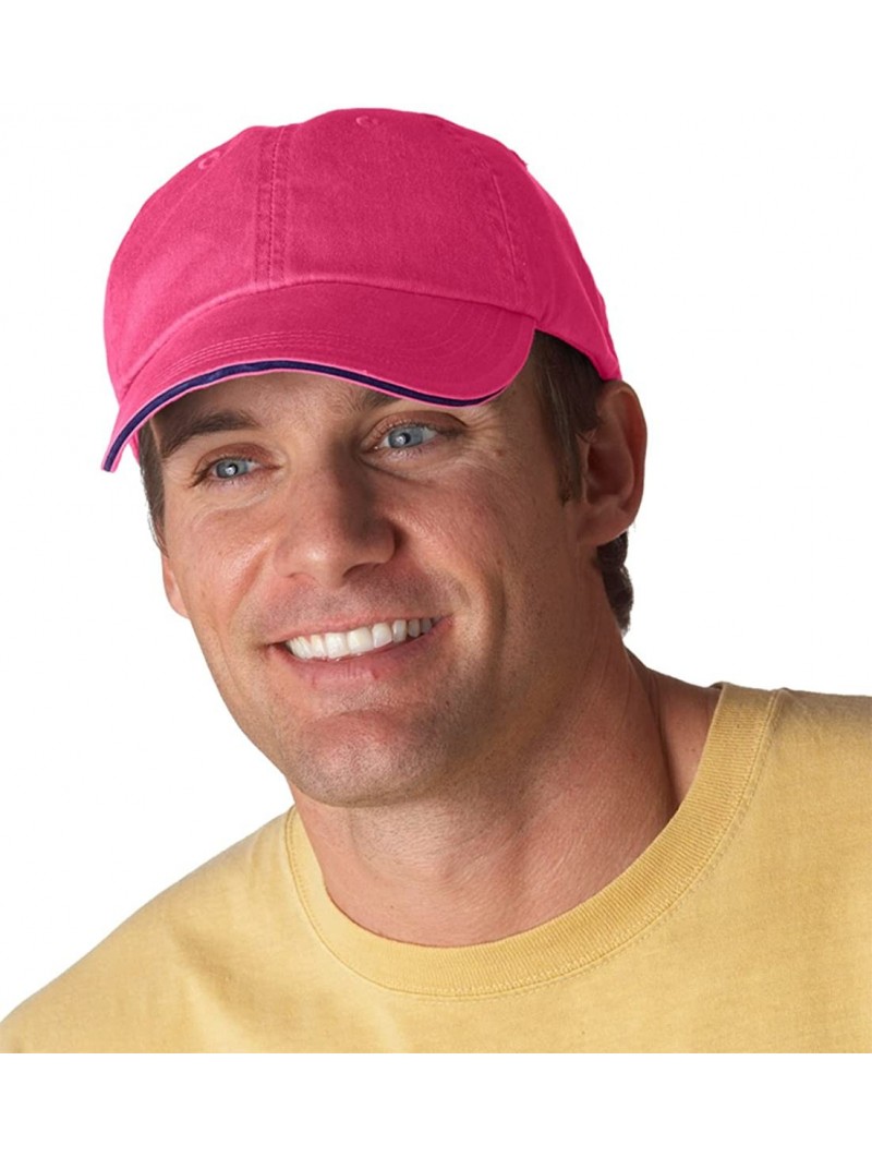 Baseball Caps 166 6-Panel Pigment-Dyed Twill Sandwich Cap Flamingo One Size - CK18CKN59M8 $14.23