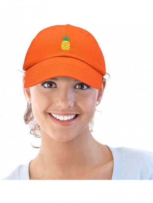 Baseball Caps Pineapple Hat Unstructured Cotton Baseball Cap - Orange - C318ICEAS6D $10.32