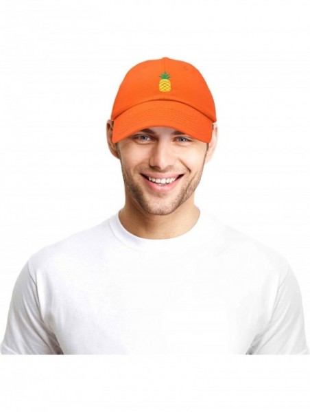 Baseball Caps Pineapple Hat Unstructured Cotton Baseball Cap - Orange - C318ICEAS6D $10.32