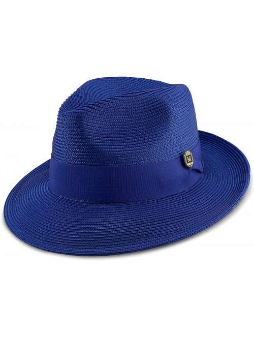 Fedoras Men's Wide Snap Brim Pinch Fedora - Royal - CR12LNNJ9Z1 $65.31