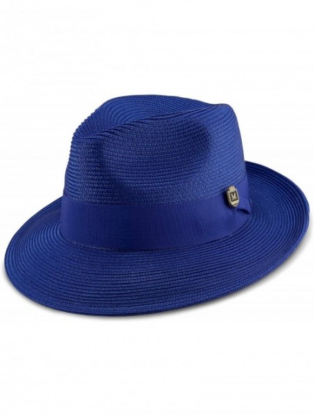 Fedoras Men's Wide Snap Brim Pinch Fedora - Royal - CR12LNNJ9Z1 $65.31