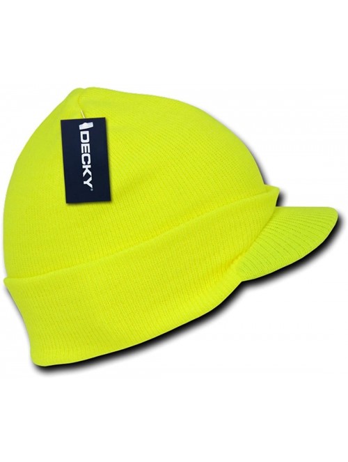 Skullies & Beanies Acrylic Winter Neon Jeep Visor Beanie Skull Hat 7009 - Neon Yellow - CB11L41NLDT $13.95