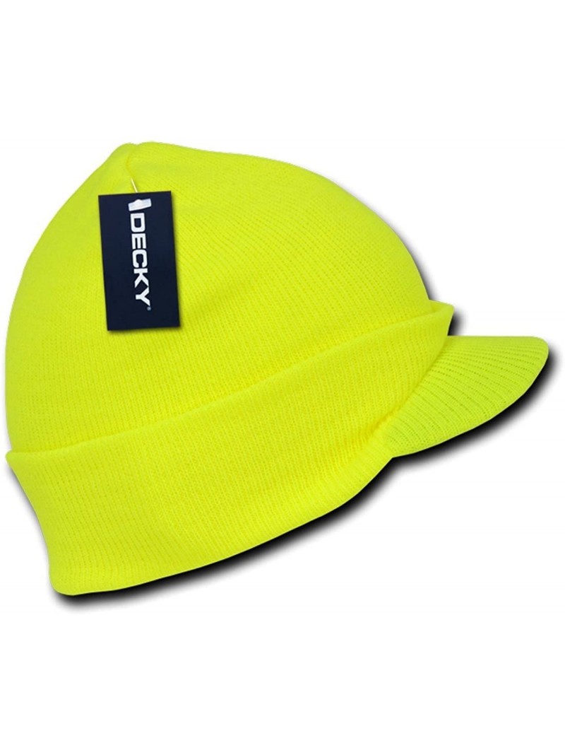 Skullies & Beanies Acrylic Winter Neon Jeep Visor Beanie Skull Hat 7009 - Neon Yellow - CB11L41NLDT $13.95