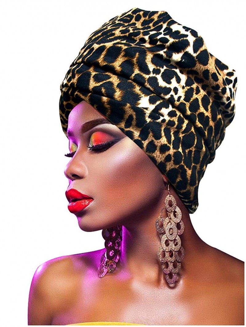 Headbands Women' Soft Stretch Headband Long HeadWrap Scarf Turban Tie (Leopard color) - Leopard color - CT18LEO0Y65 $28.05