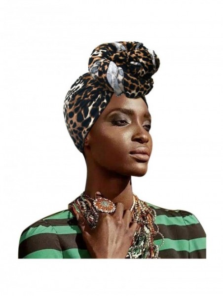 Headbands Women' Soft Stretch Headband Long HeadWrap Scarf Turban Tie (Leopard color) - Leopard color - CT18LEO0Y65 $28.05