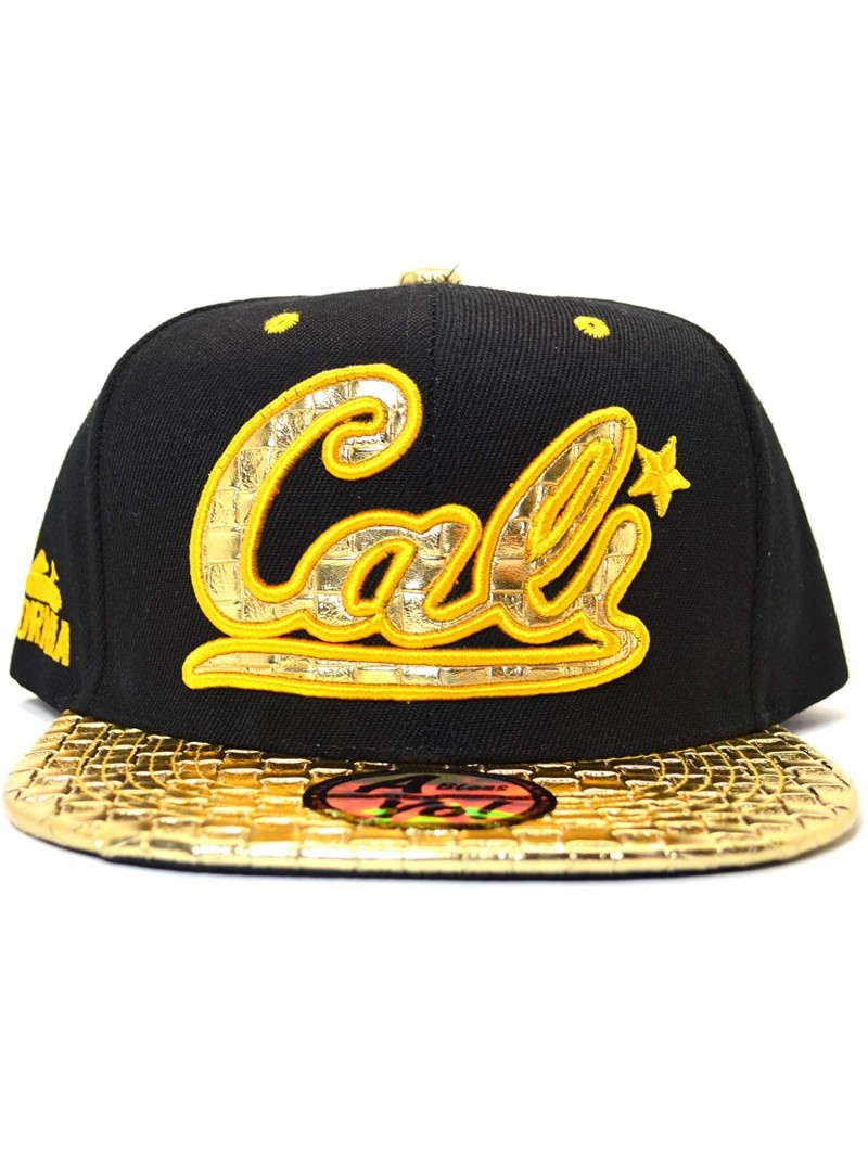 Baseball Caps AblessYo Gold Bling California Republic Bear Flat Bill Visor Snapback Baseball Cap AYO6048 - Cali - CI18UECLRQG...