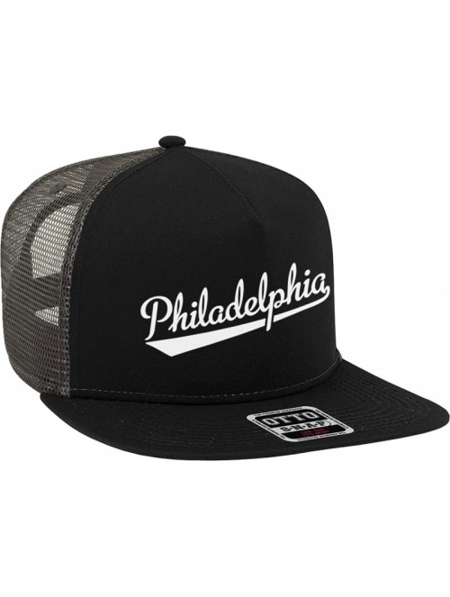 Baseball Caps Philadelphia Script Baseball Font Snapback Trucker Hat - Black/Charcoal Grey - CA18CIW3QC5 $15.50