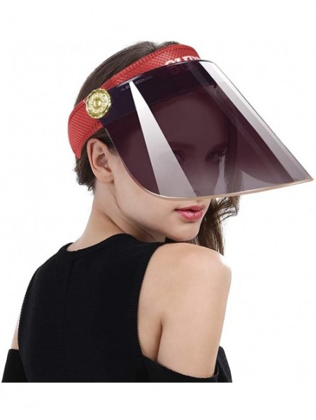 Visors Women Anti-UV Visor Hat UPF40+ Solar Sun Protection Headband Summer Cap - Red - CY11W3E8Z6J $29.25