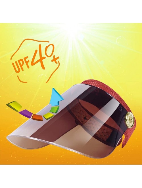 Visors Women Anti-UV Visor Hat UPF40+ Solar Sun Protection Headband Summer Cap - Red - CY11W3E8Z6J $29.25