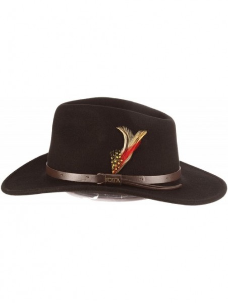 Fedoras Classico Men's Crushable Felt Outback Hat - Black - C1111WMZJLH $71.45