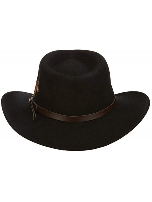 Fedoras Classico Men's Crushable Felt Outback Hat - Black - C1111WMZJLH $71.45