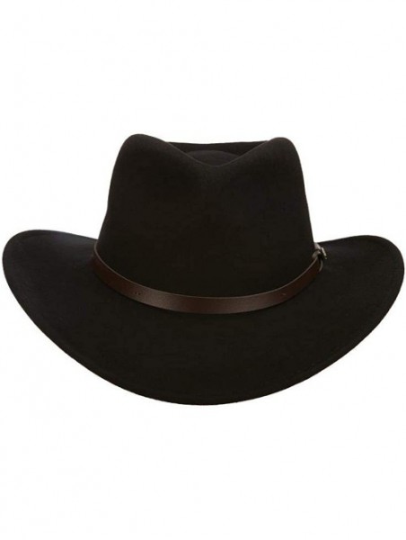 Fedoras Classico Men's Crushable Felt Outback Hat - Black - C1111WMZJLH $71.45