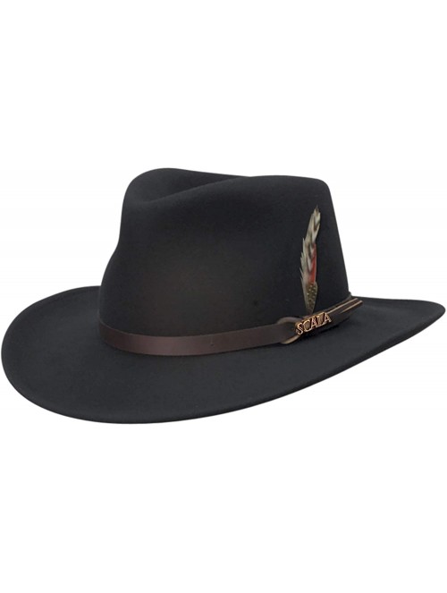 Fedoras Classico Men's Crushable Felt Outback Hat - Black - C1111WMZJLH $71.45