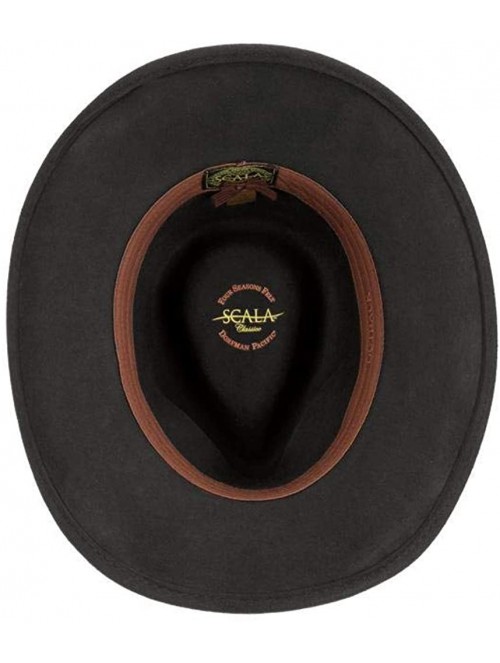 Fedoras Classico Men's Crushable Felt Outback Hat - Black - C1111WMZJLH $71.45