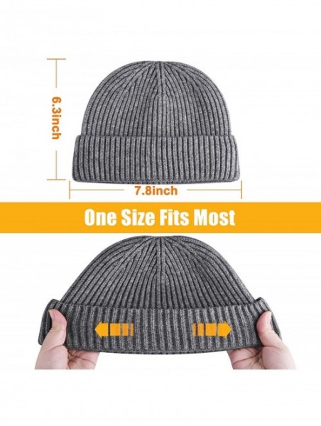 Skullies & Beanies Wool Winter Knit Cuff Short Fisherman Beanie Hats for Men Women - Navy - C01943TO08O $12.00