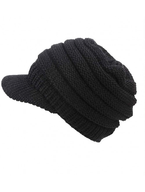 Skullies & Beanies Fashion Knitted Hat Ponytail - Black - CH18HSQTQQ9 $14.24