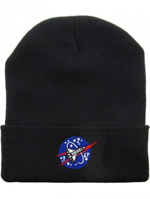 Skullies & Beanies Embroidered Beanie Winter Ski Hat Cuffed Skull Cap Knit - 007 - Black - CO18KL3CGHA $14.13