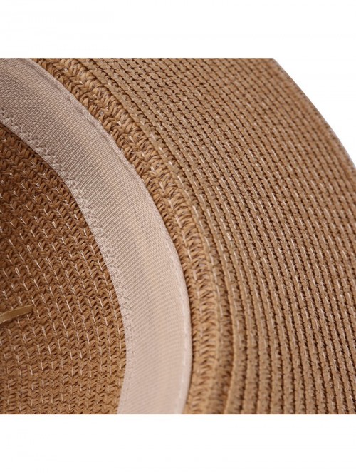 Sun Hats Ribbon Band Floppy Straw Hat Natural Tone Breathable Sun Cap Anti UA for Women - Tan - C7183GWA696 $18.30