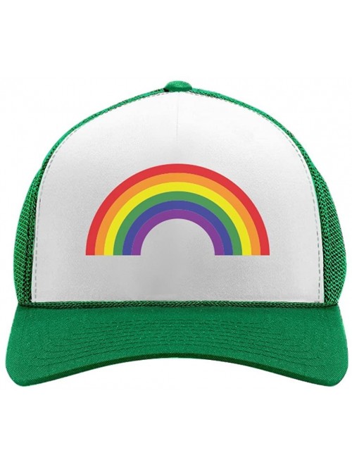 Baseball Caps Pride Parade Trucker Hat Gay & Lesbian Pride Rainbow Flag Trucker Hat Mesh Cap - Green/White - C918CU7RYOR $18.47